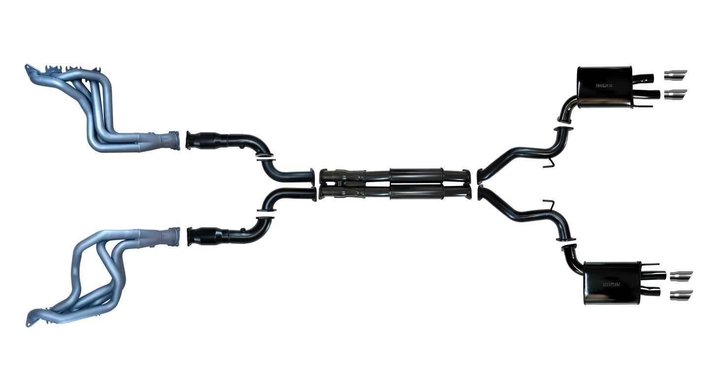 Ford Mustang (7th Generation S650) 2023 to Present 5.0L V8 Coyote 3” Inch Exhaust System with Headers and Cats, Quad Tip Rear (Will fit RH Drive Only)