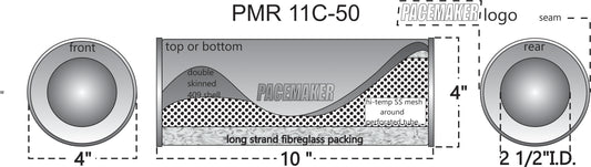 Pacemaker Resonator Round Double Skin Lock Seam 409 SS 10" Long x 4" Wide 2 1/2" Single Entry  2 1/2" Single Exit
