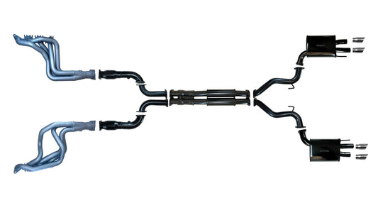 Ford Mustang (7th Generation S650) 2023 to Present 5.0L V8 Coyote 3” Inch Exhaust System with Ceramic Coated Headers and Cats, Quad Tip Rear (Will fit RH Drive Only)