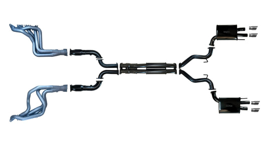 Ford Mustang (6th Generation) 2018 to 2023 5.0L V8 Coyote 3” Inch Exhaust System with Ceramic Coated Headers and Cats, Quad Tip Rear (Will fit RH Drive Only)
